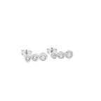 New Sterling Silver Triple Cubic Zirconia Drop Stud Earrings