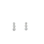 New Sterling Silver Triple Cubic Zirconia Drop Stud Earrings