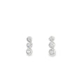 New Sterling Silver Triple Cubic Zirconia Drop Stud Earrings