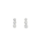 New Sterling Silver Triple Cubic Zirconia Drop Stud Earrings