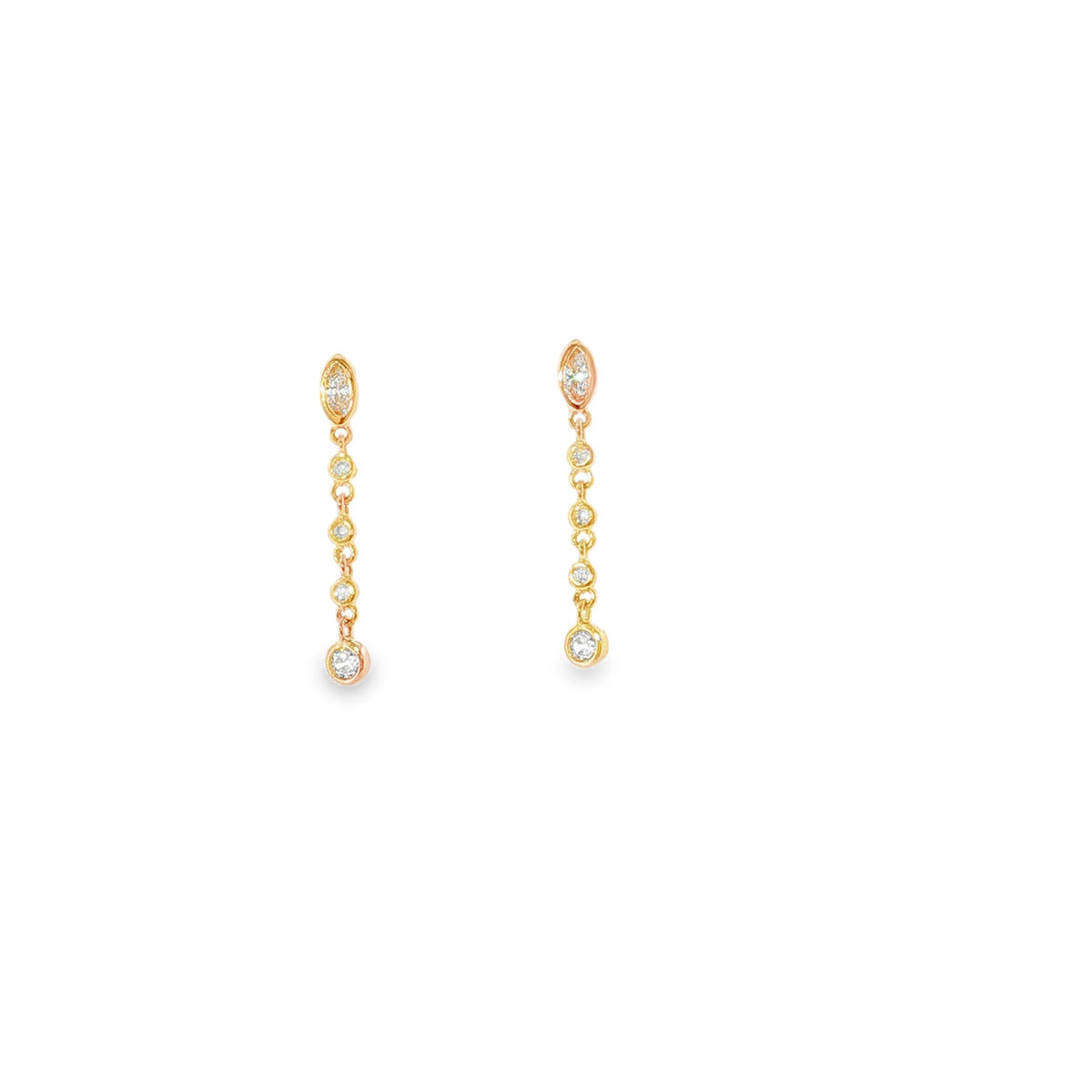 New Sterling Silver Rose Gold Plated CZ Oval Drop Earrings
