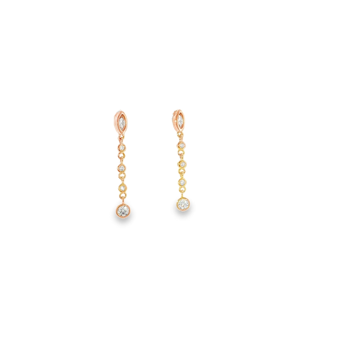 New Sterling Silver Rose Gold Plated CZ Oval Drop Earrings