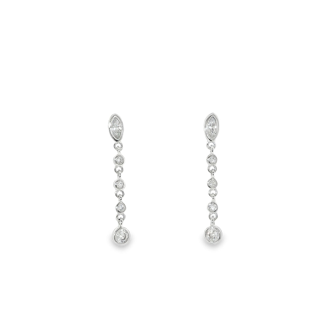 New Sterling Silver Cubic Zirconia Oval Drop Earrings