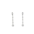 New Sterling Silver Cubic Zirconia Oval Drop Earrings