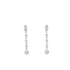 New Sterling Silver Cubic Zirconia Oval Drop Earrings