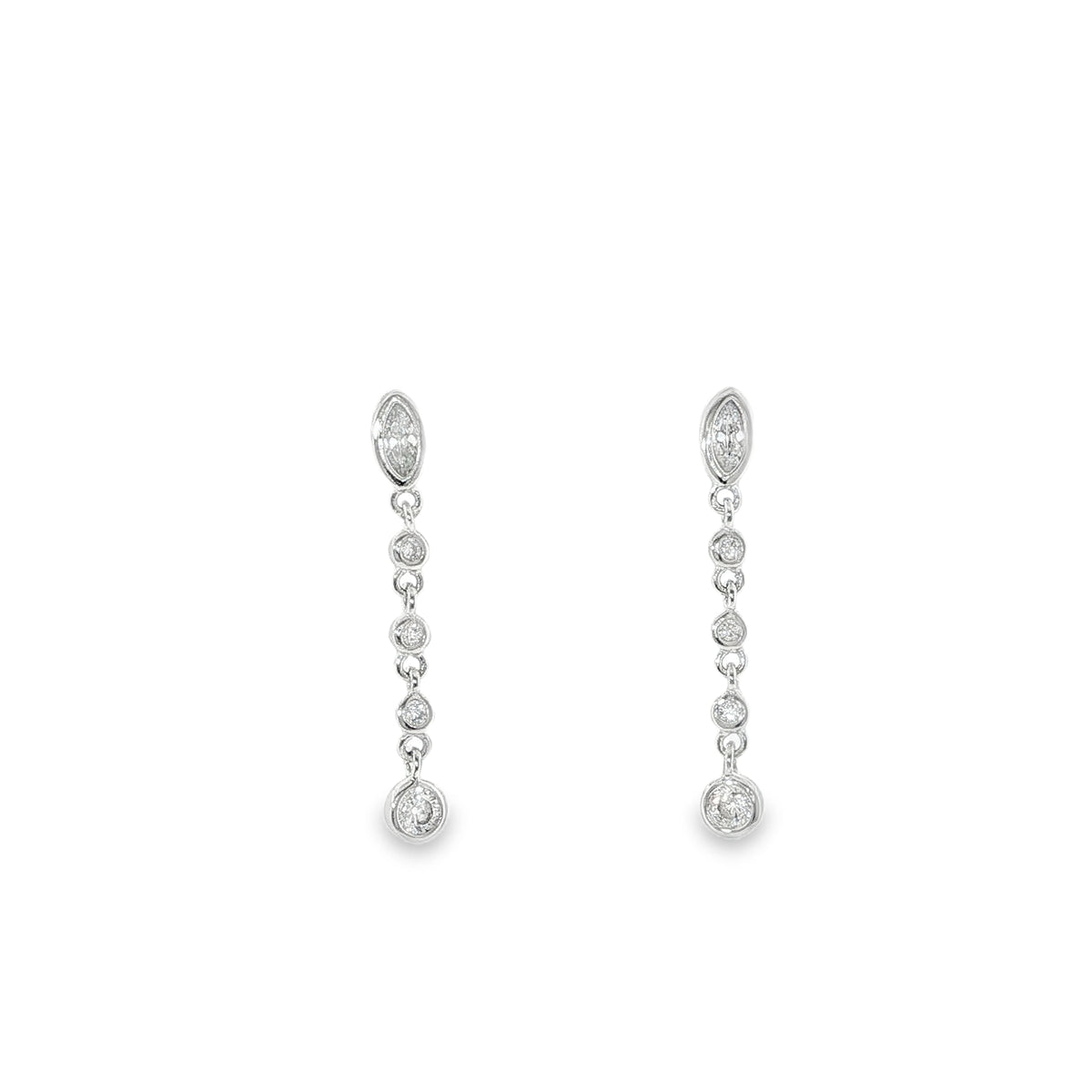 New Sterling Silver Cubic Zirconia Oval Drop Earrings