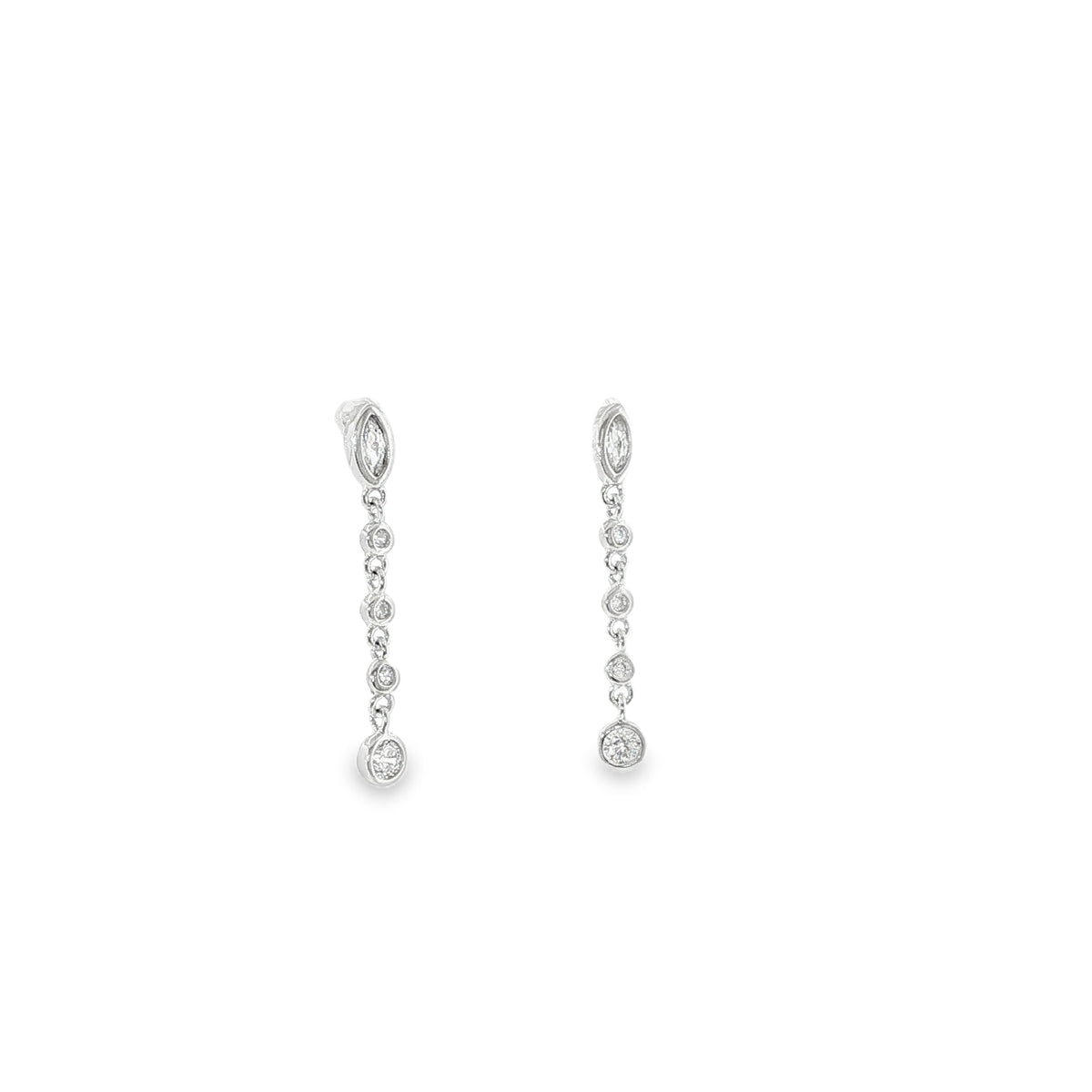 New Sterling Silver Cubic Zirconia Oval Drop Earrings