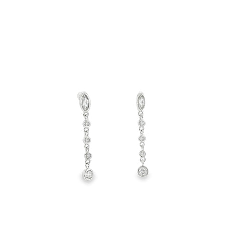 New Sterling Silver Cubic Zirconia Oval Drop Earrings
