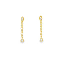 New Sterling Silver Gold Plated CZ Oval Drop Earrings