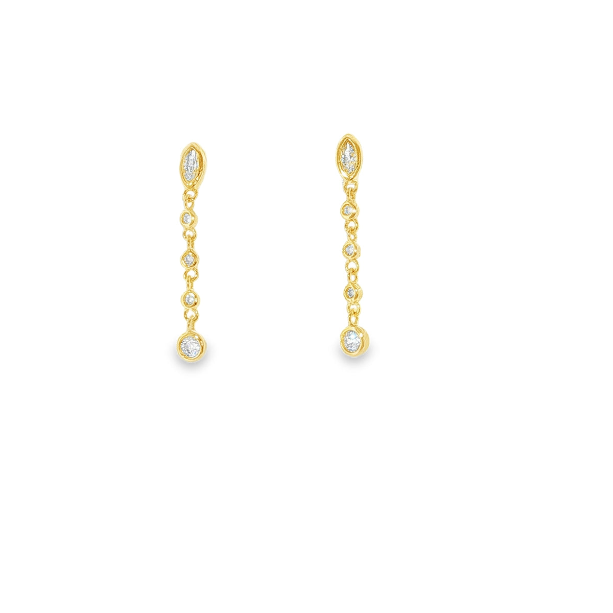 New Sterling Silver Gold Plated CZ Oval Drop Earrings