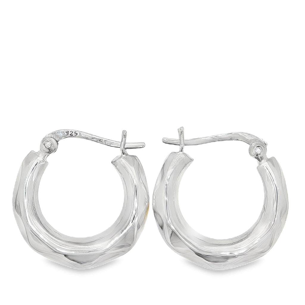 New Sterling Silver Twisted Creole Earrings - 20mm