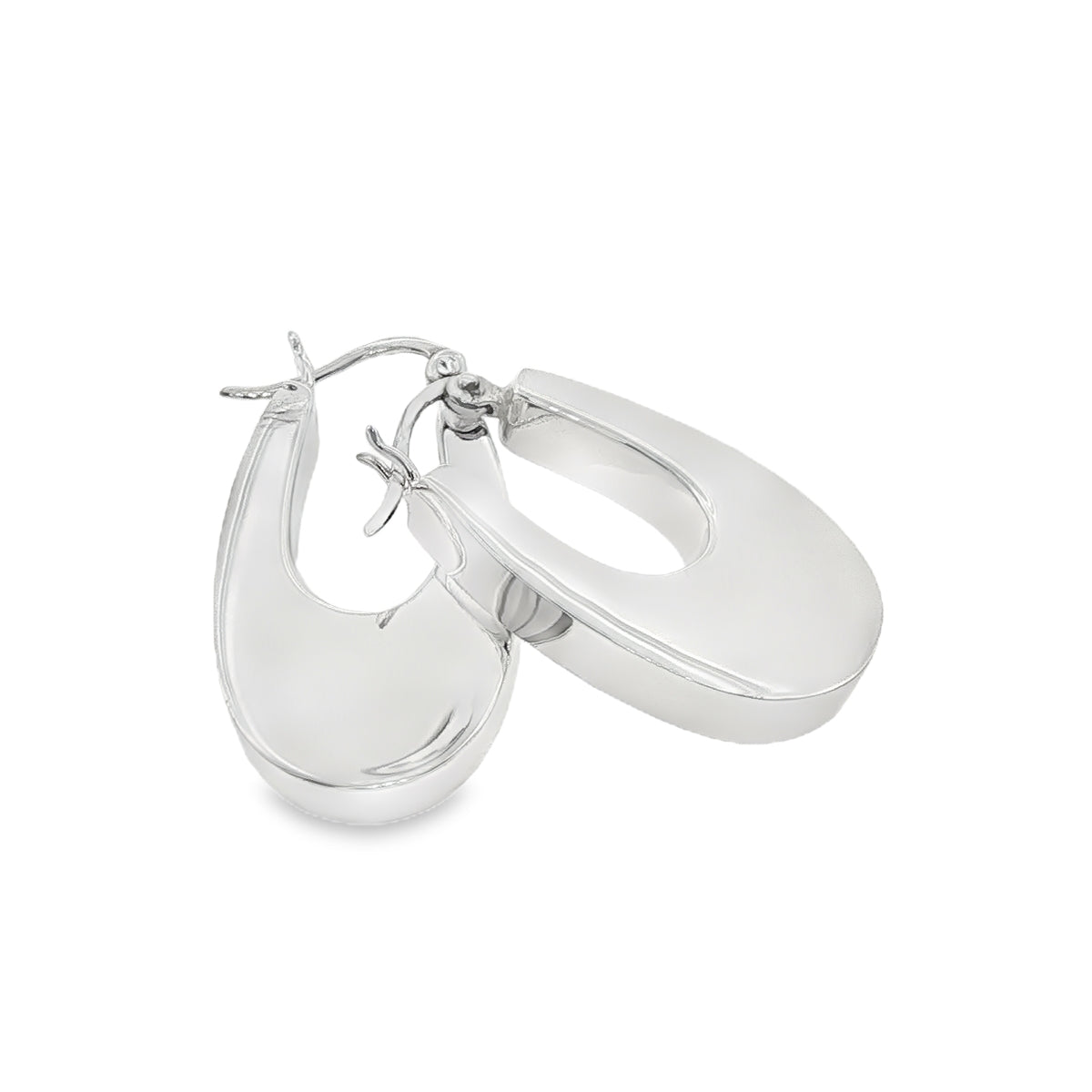 New Sterling Silver Chunky Retro Creole Earrings -15mm