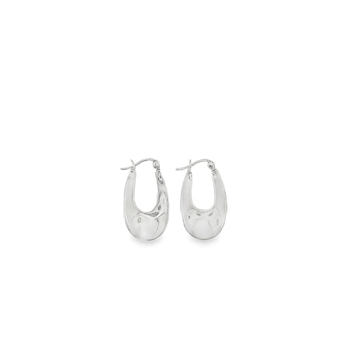 New Sterling Silver Chunky Retro Creole Earrings -15mm