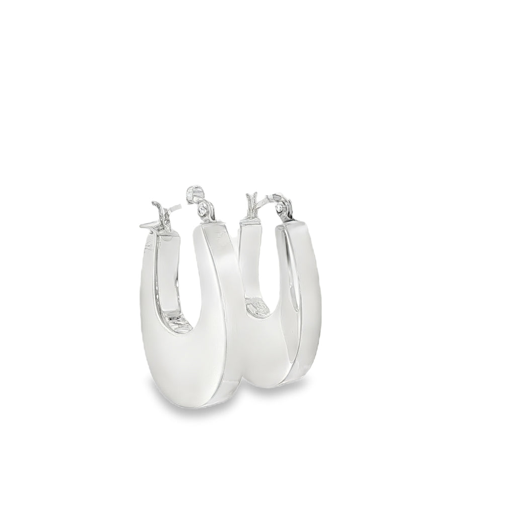 New Sterling Silver Chunky Retro Creole Earrings -15mm