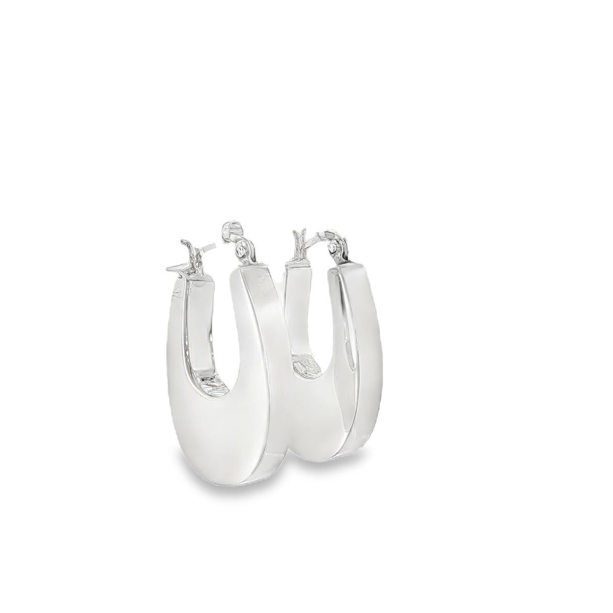 New Sterling Silver Chunky Creole Earrings - 15mm