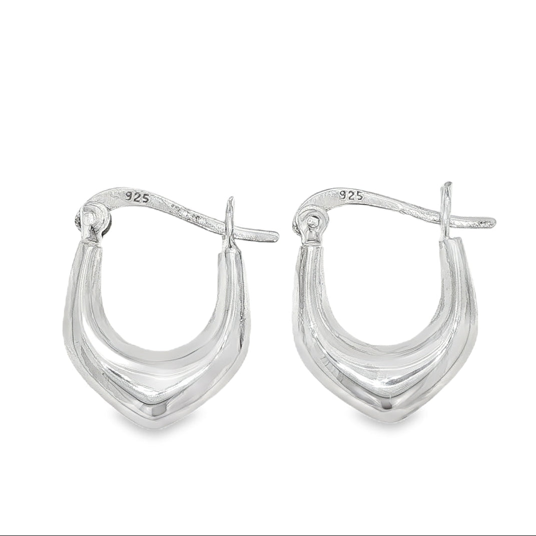Sterling Silver Small Pointed Creole Earrings -13mm