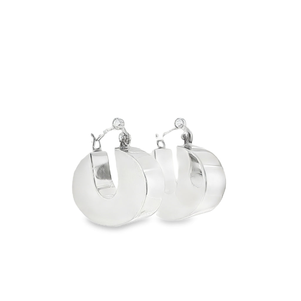 New Sterling Silver Wide Retro Creole Earrings – 30mm