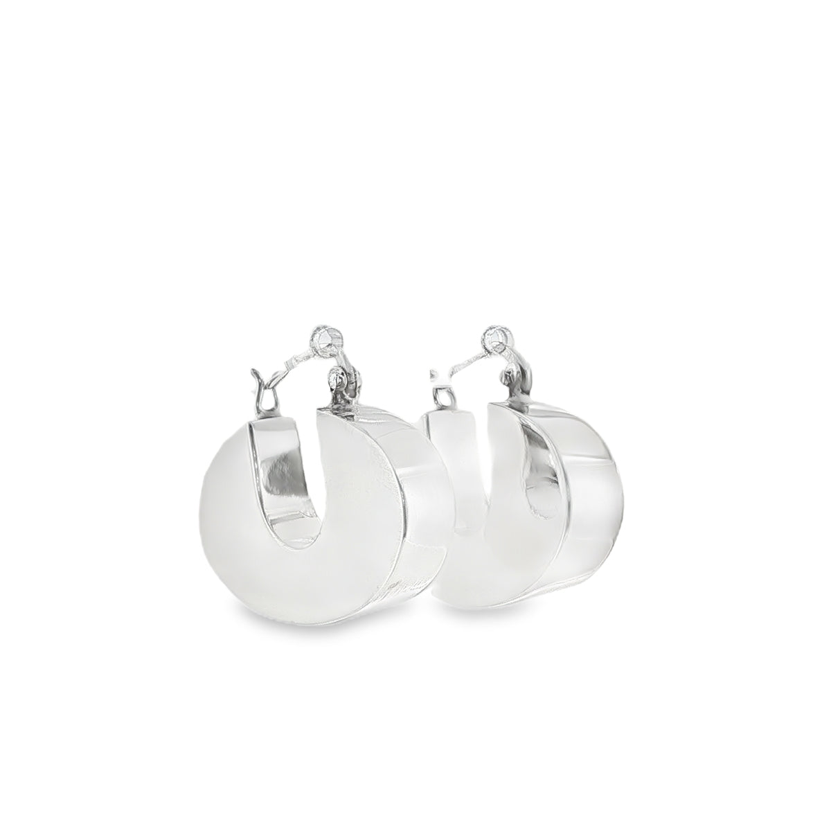 New Sterling Silver Wide Retro Creole Earrings – 30mm