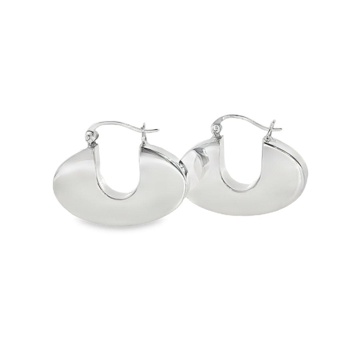 New Sterling Silver Wide Retro Creole Earrings – 30mm