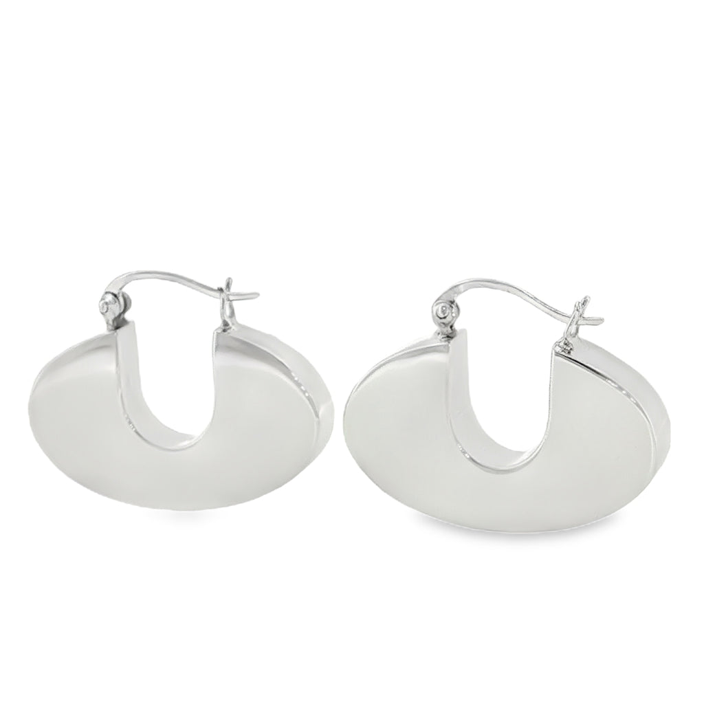 New Sterling Silver Wide Retro Creole Earrings – 30mm