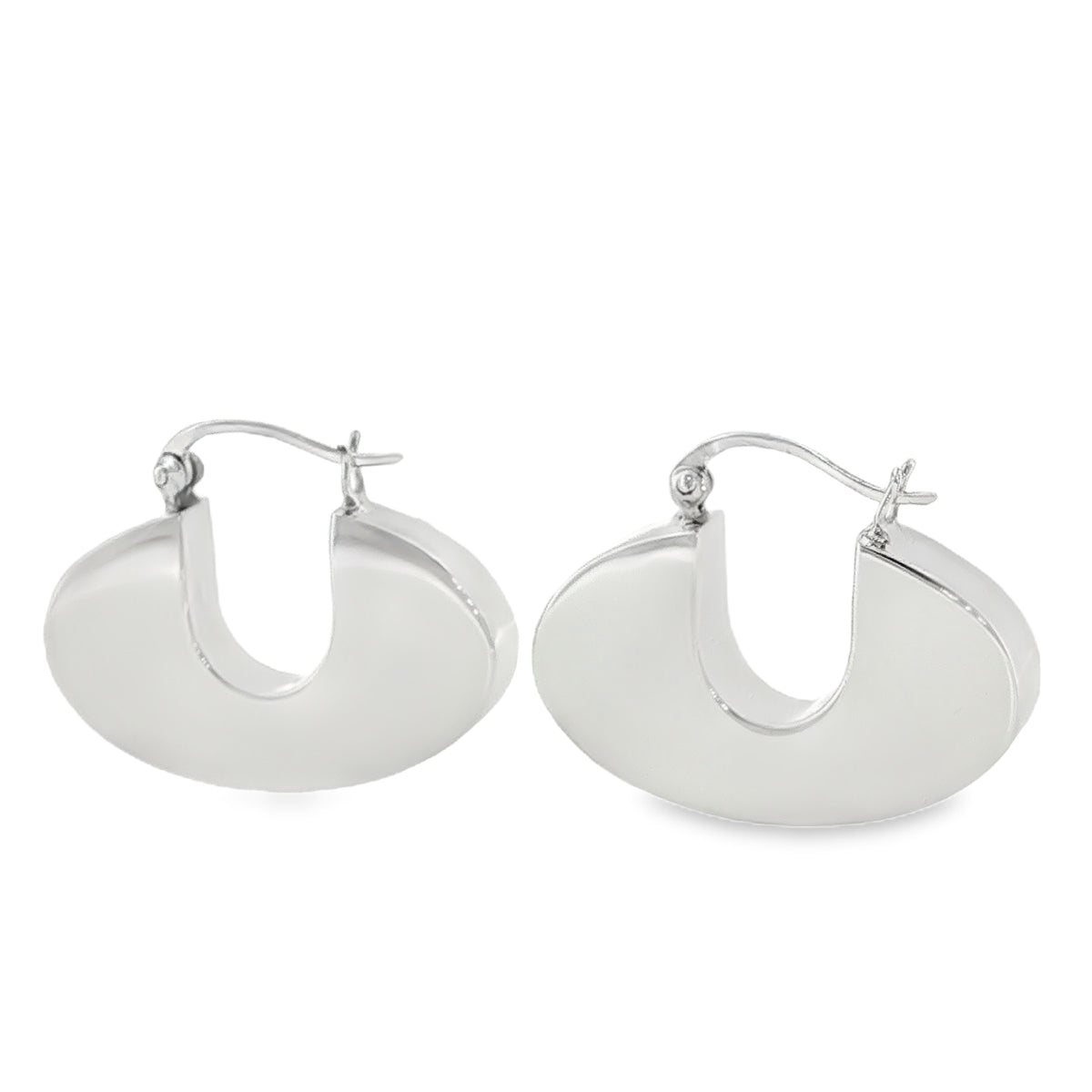 New Sterling Silver Wide Retro Creole Earrings – 30mm