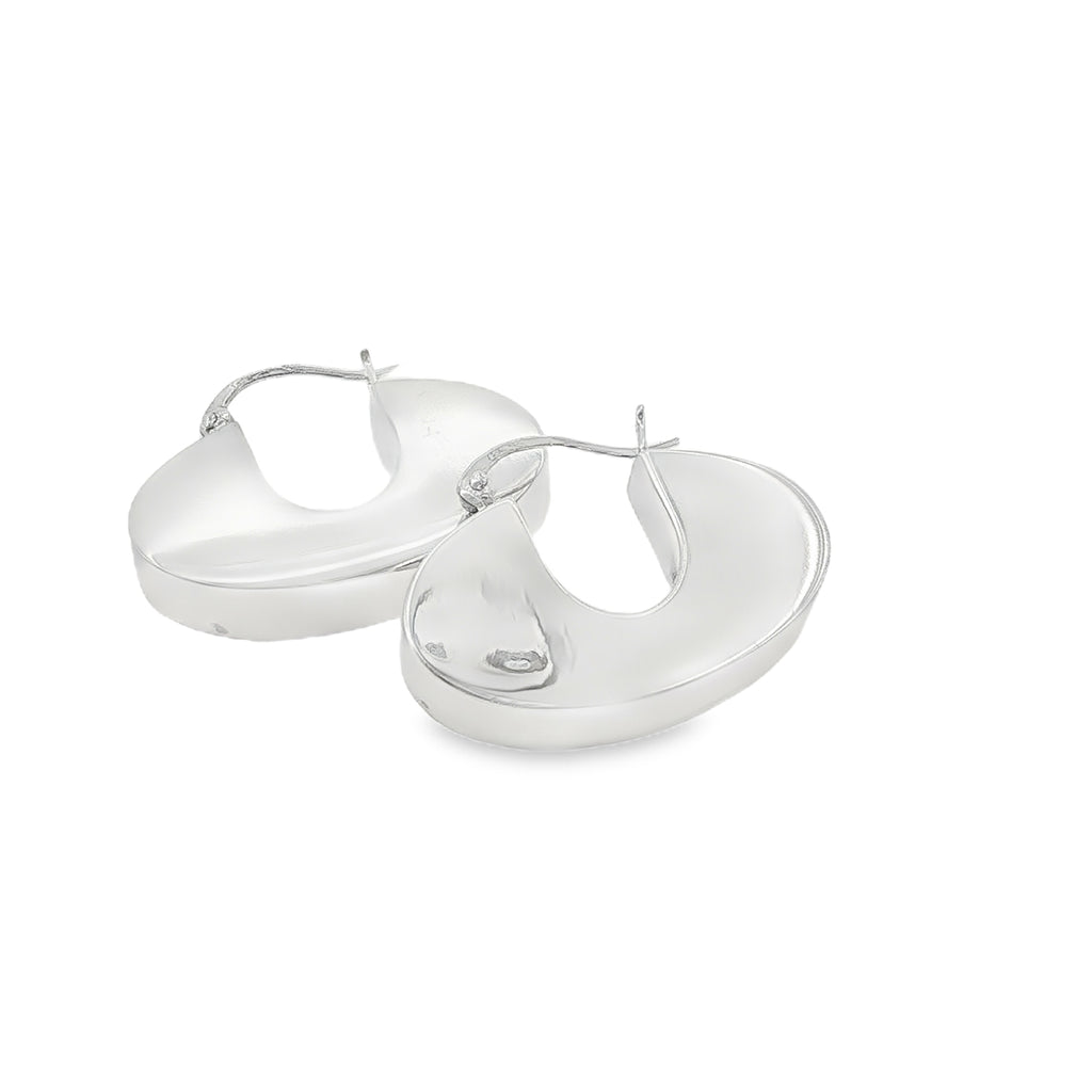 New Sterling Silver Wide Retro Creole Earrings – 30mm