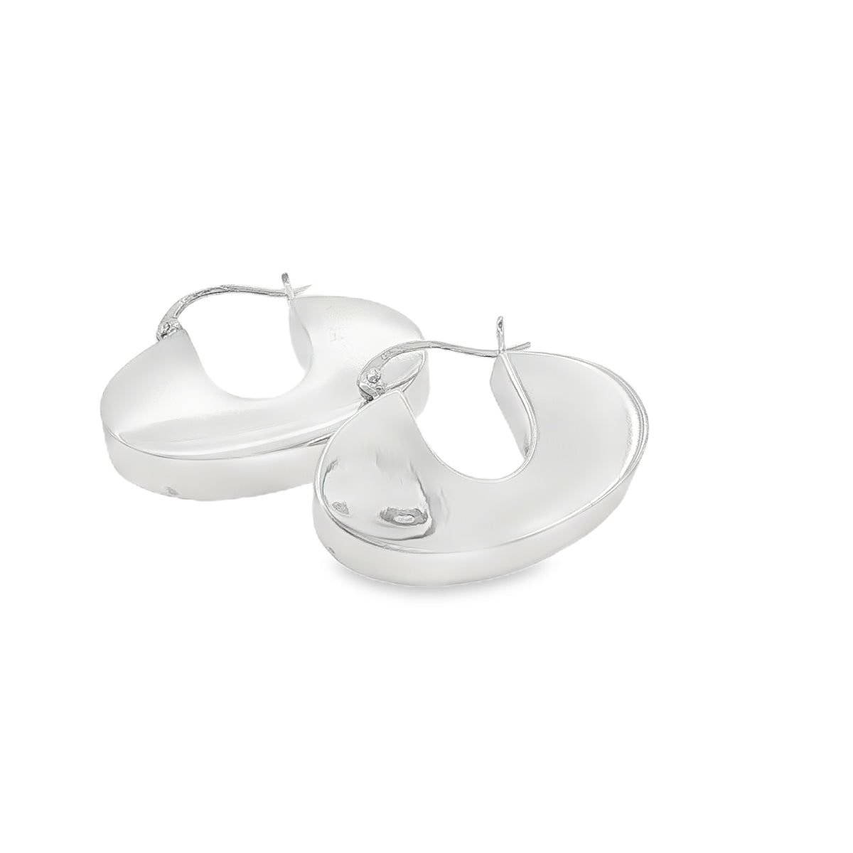 New Sterling Silver Wide Retro Creole Earrings – 30mm