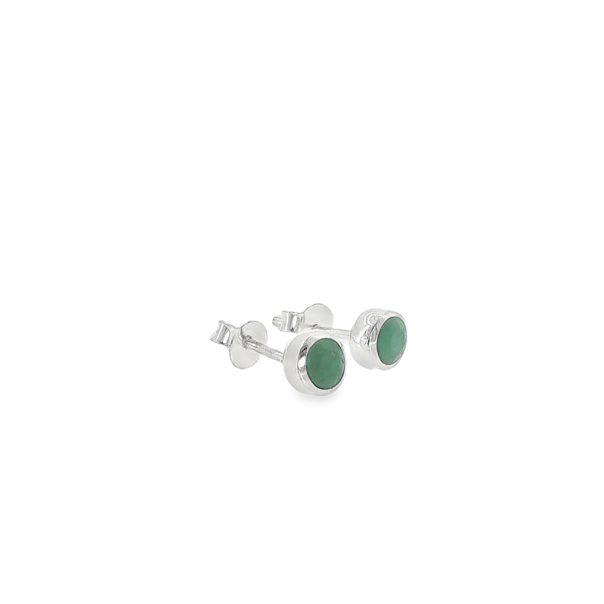 May Birthstone Emerald Stud Earrings