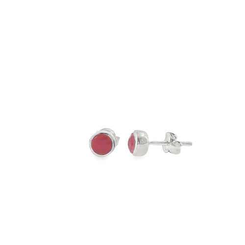 July Birthstone Ruby Solitaire Stud Earrings