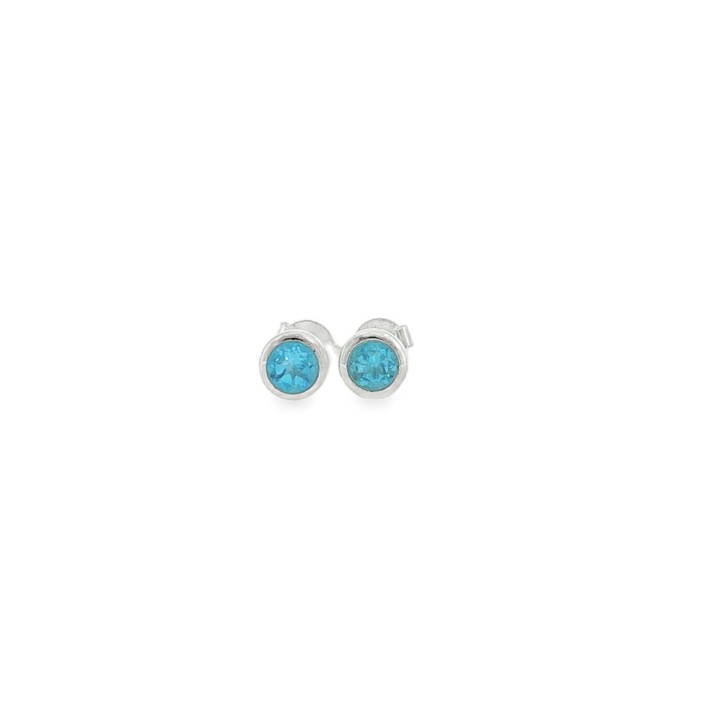 December Birthstone Blue Topaz Stud Earrings