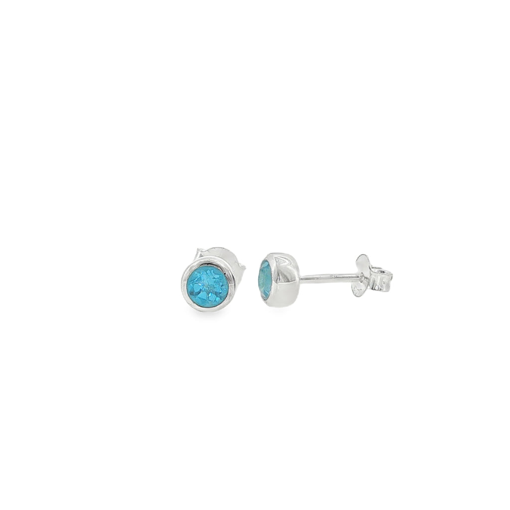 December Birthstone Blue Topaz Stud Earrings