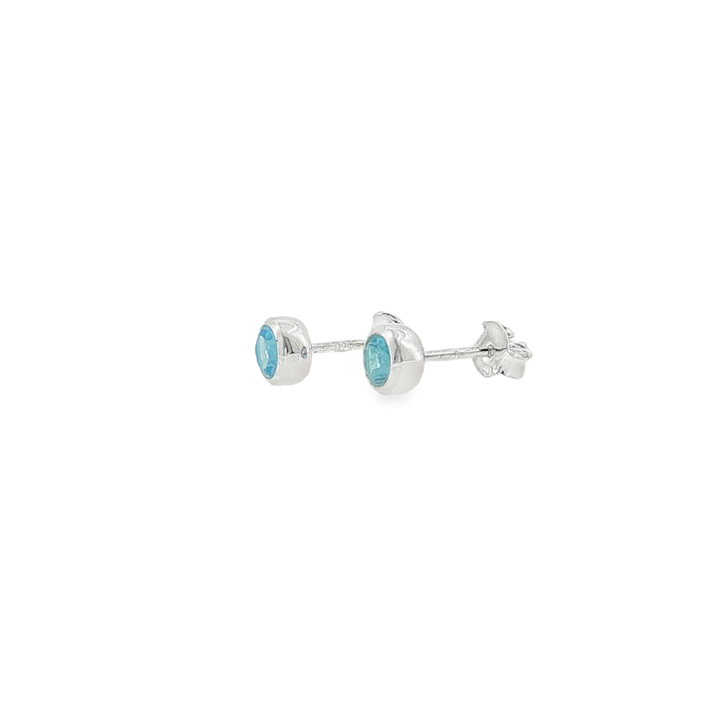 December Birthstone Blue Topaz Stud Earrings