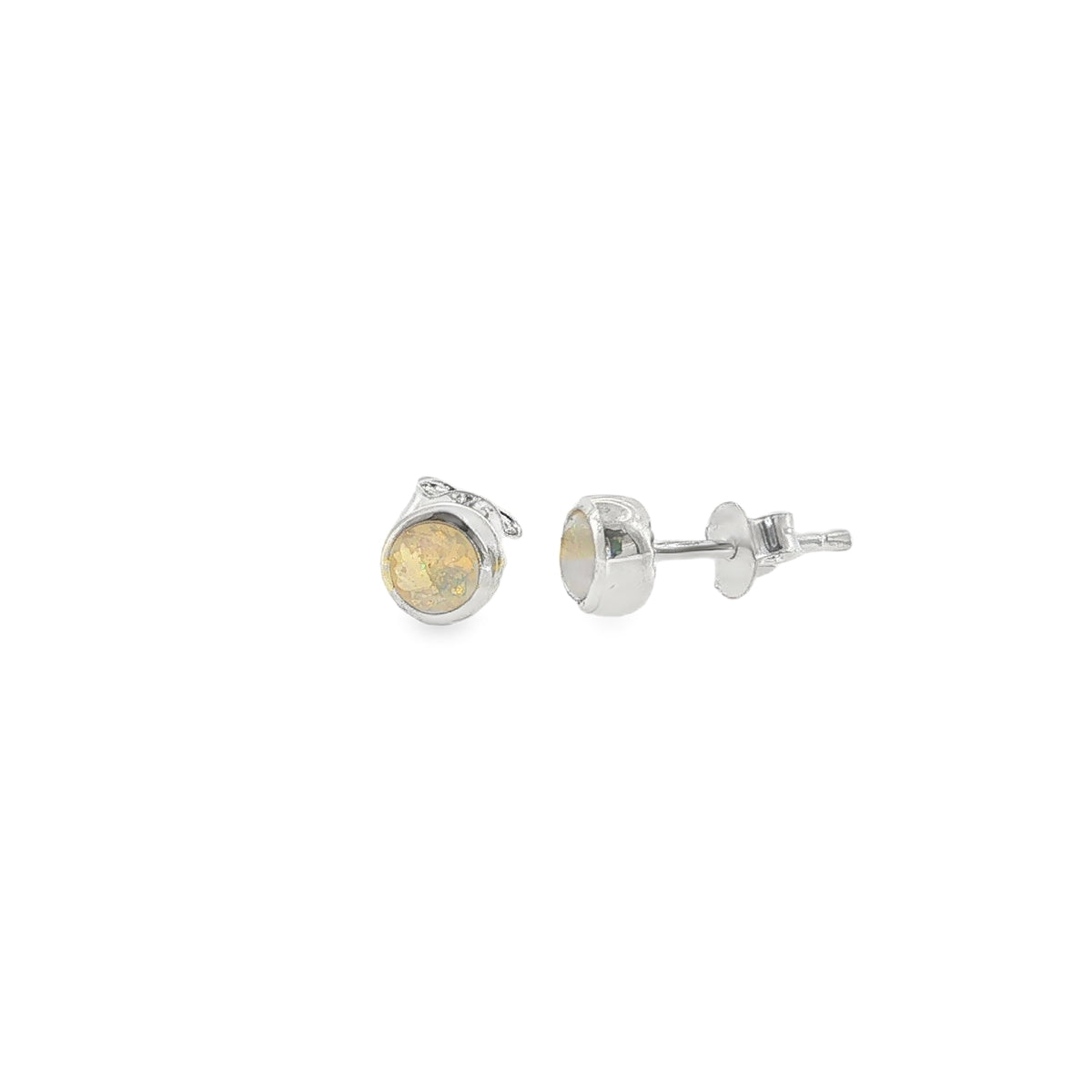 October Birthstone Opal Stud Earrings