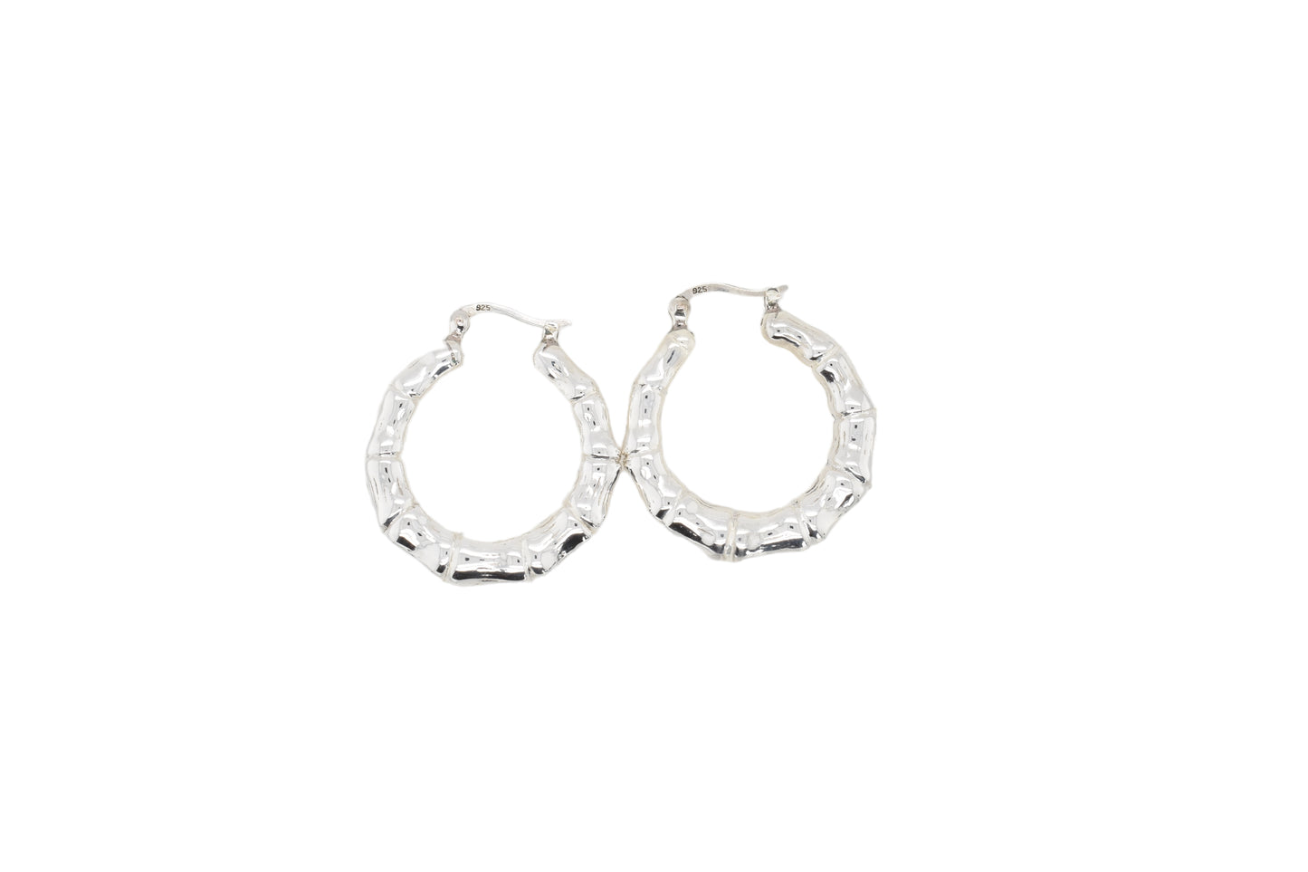 Silver Bamboo Hoop Earrings