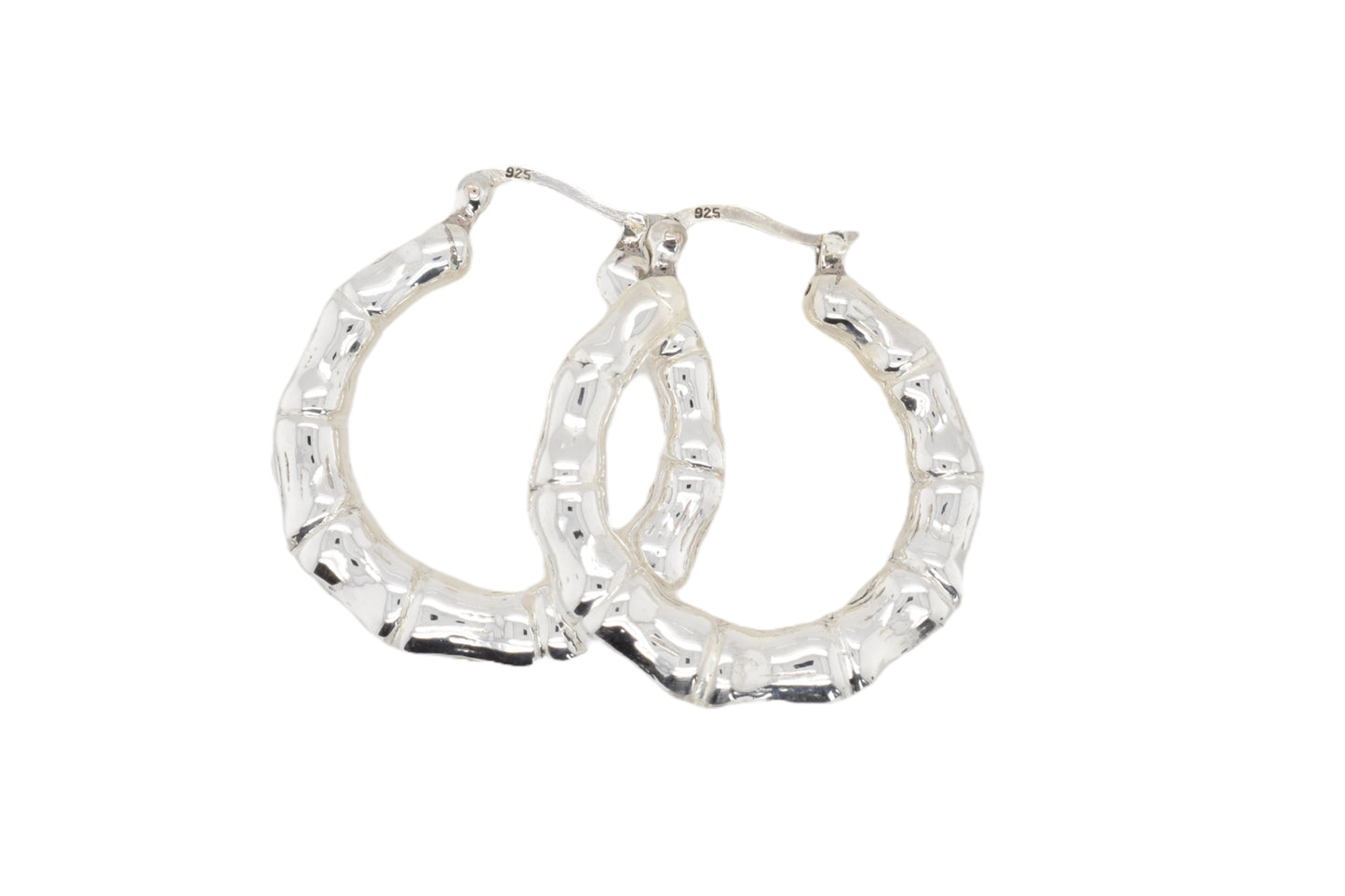 Silver Bamboo Hoop Earrings