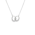 New Sterling Silver Pavé Interlocking Circles Necklace