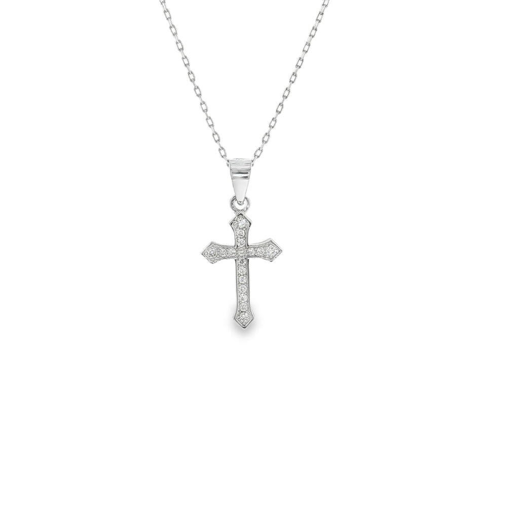 New Sterling Silver Sparkling Cross Necklace