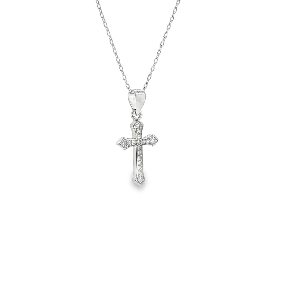 New Sterling Silver Sparkling Cross Necklace