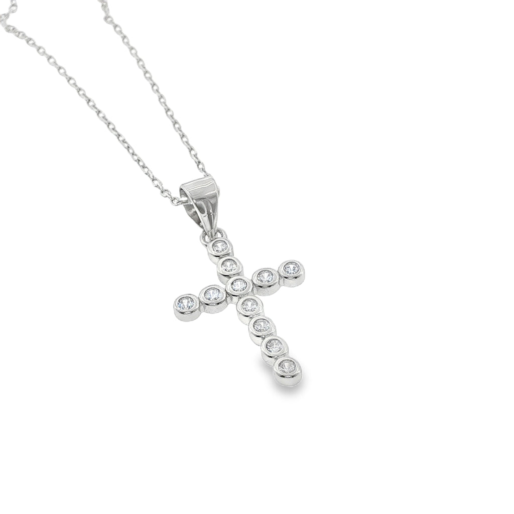 New Sterling Silver Pavé Cross Necklace