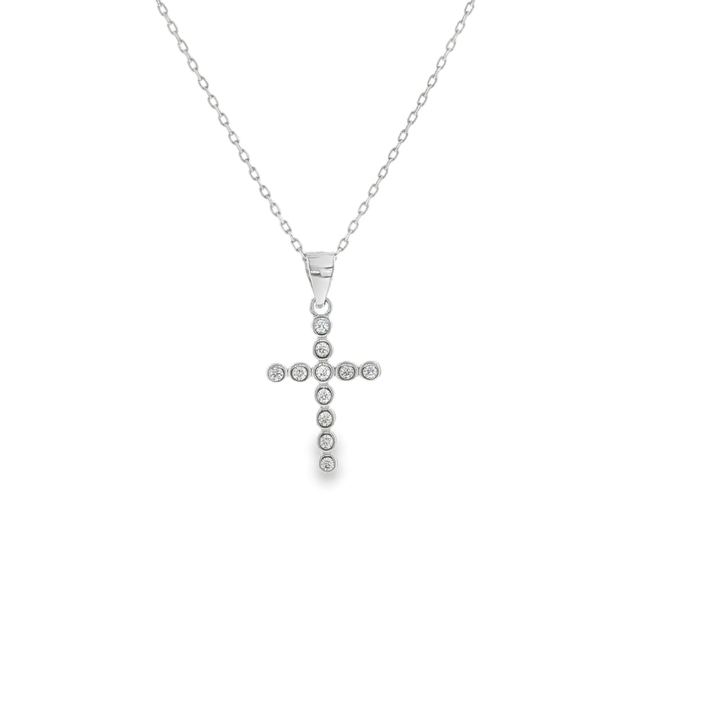 New Sterling Silver Pavé Cross Necklace