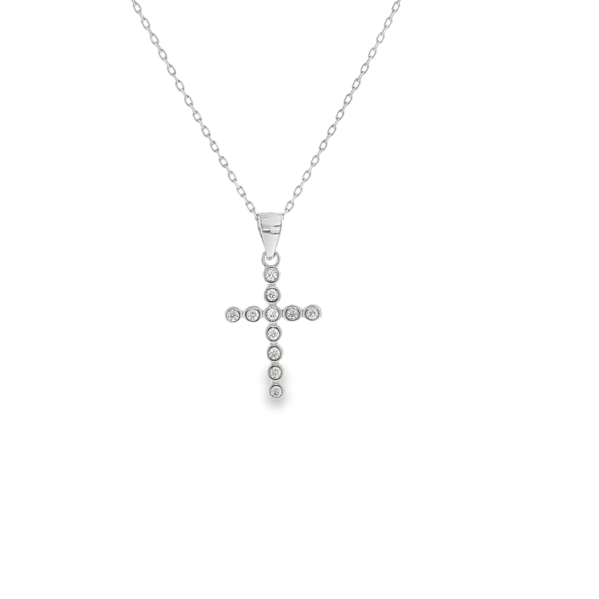 New Sterling Silver Pavé Cross Necklace