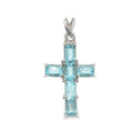 Pre-Loved Sterling Silver Blue Topaz Baguette Cross Pendant