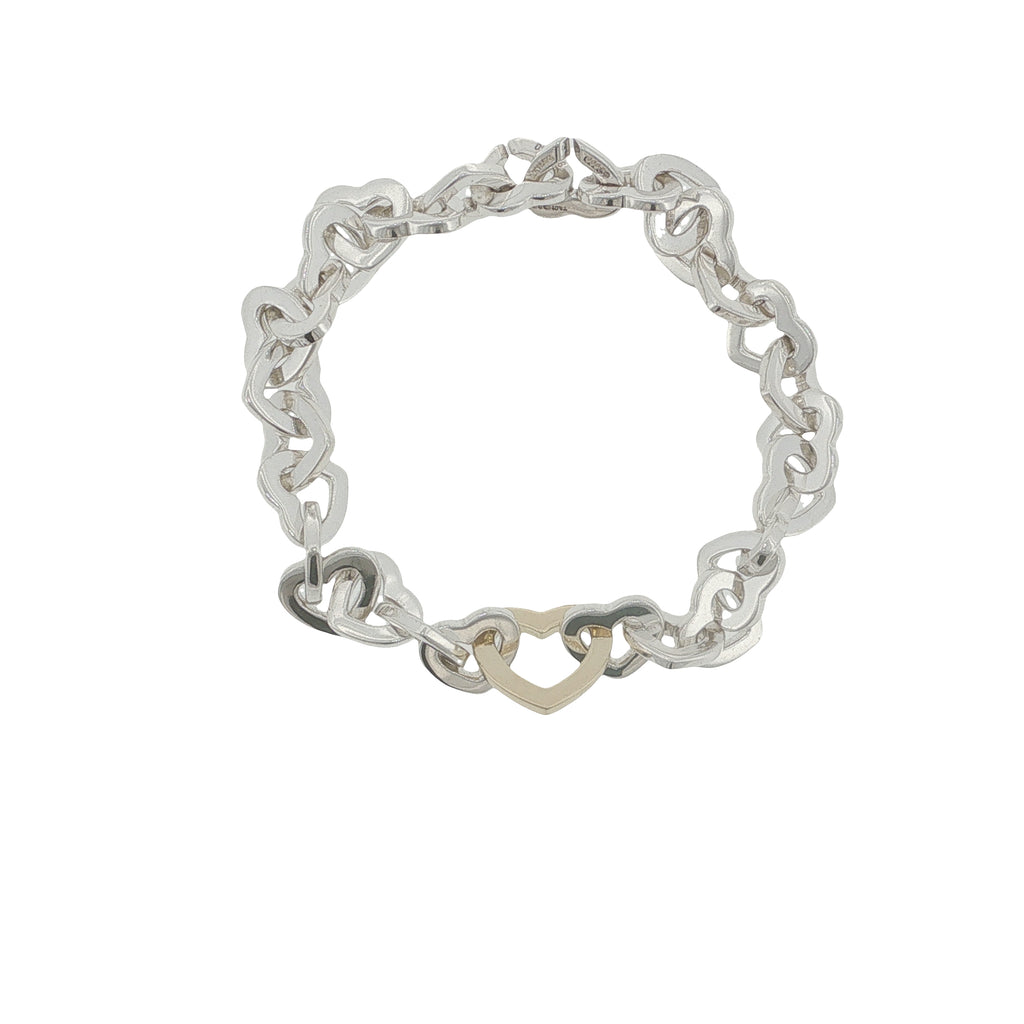 Pre-Loved Tiffany & Co 18ct Gold & Silver Heart Link Bracelet -Ldn 2003