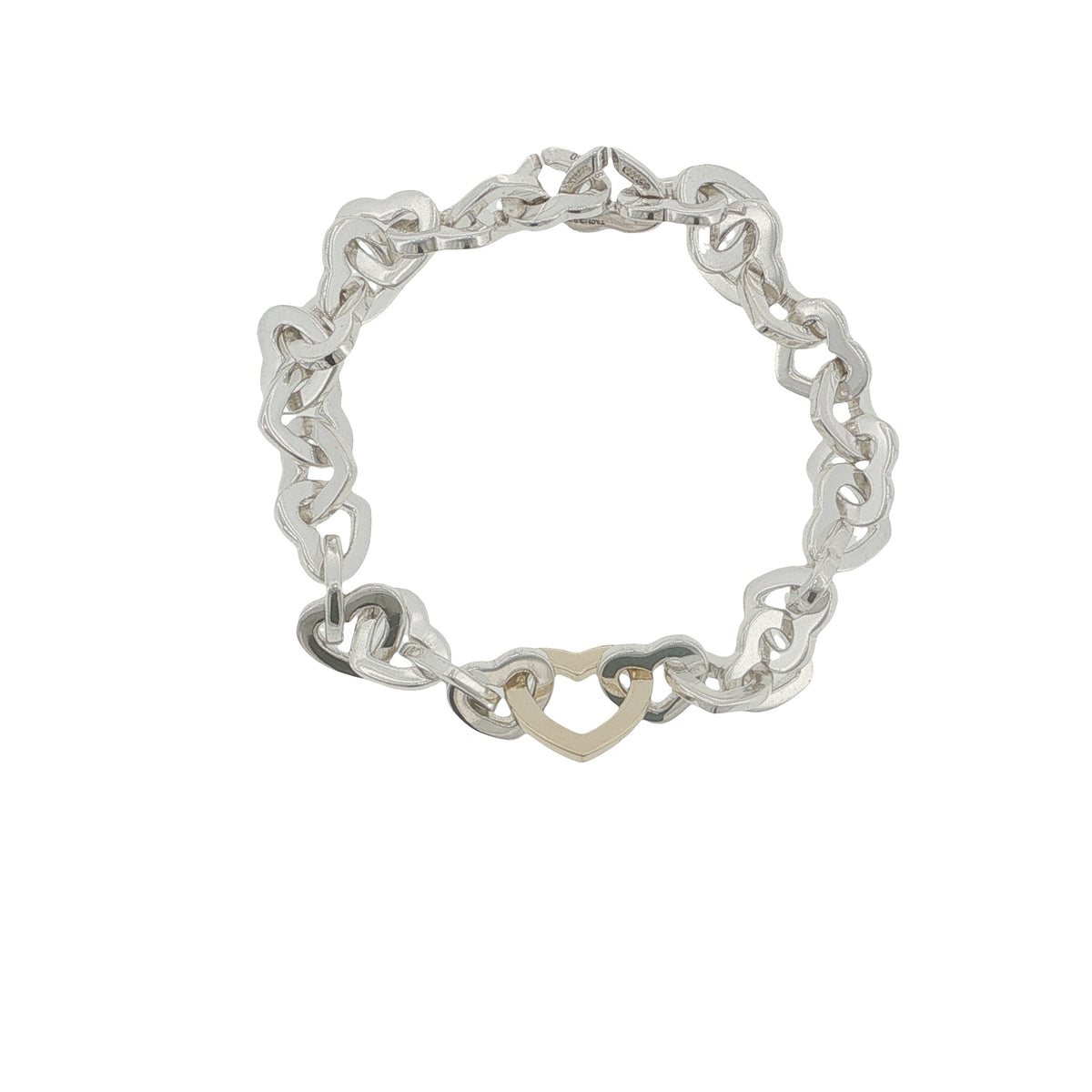 Pre-Loved Tiffany & Co 18ct Gold & Silver Heart Link Bracelet -Ldn 2003