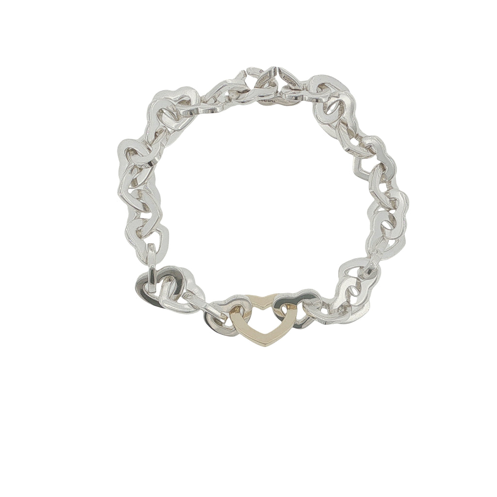 Pre-Loved Tiffany & Co 18ct Gold & Silver Heart Link Bracelet -Ldn 2003