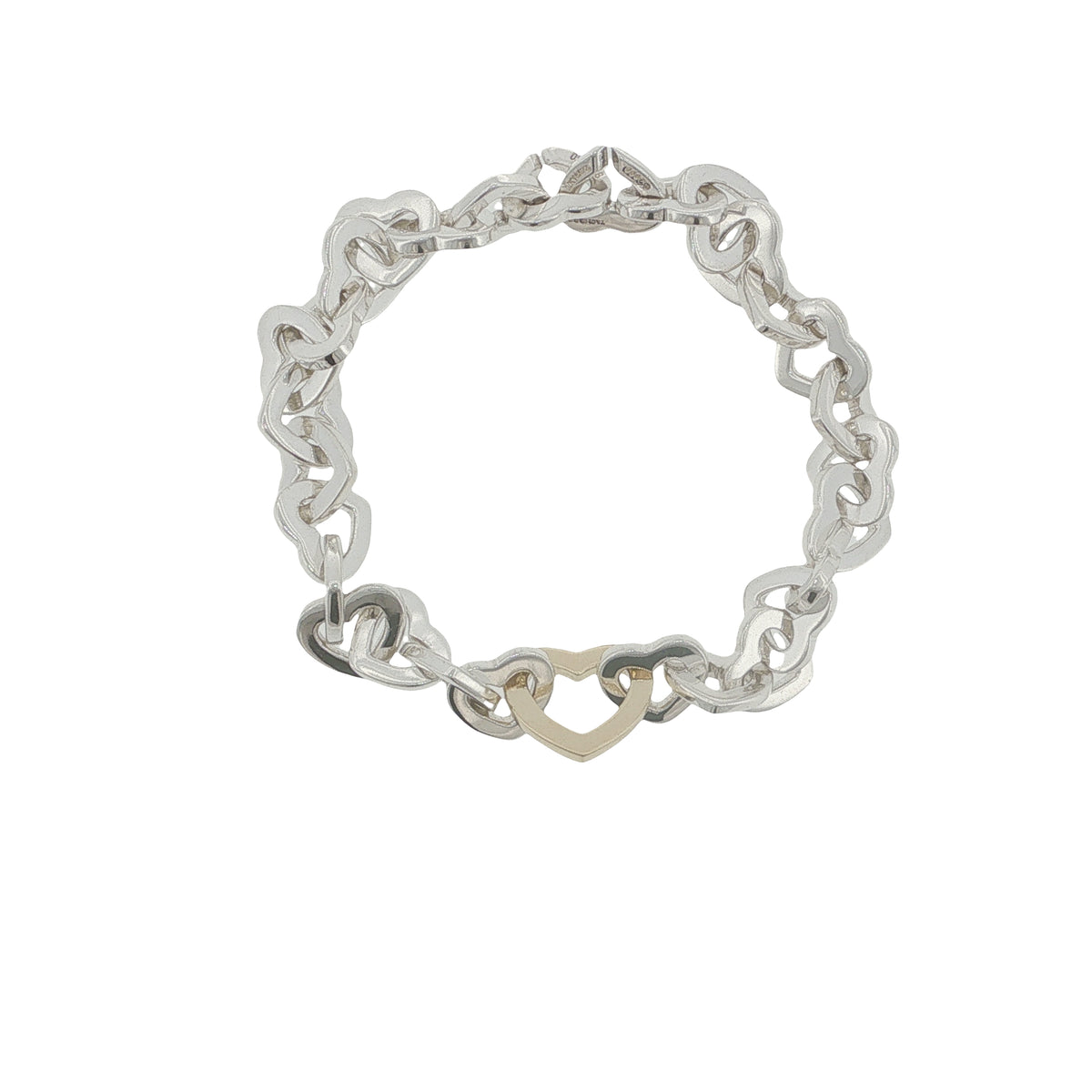 Pre-Loved Tiffany & Co 18ct Gold & Silver Heart Link Bracelet -Ldn 2003