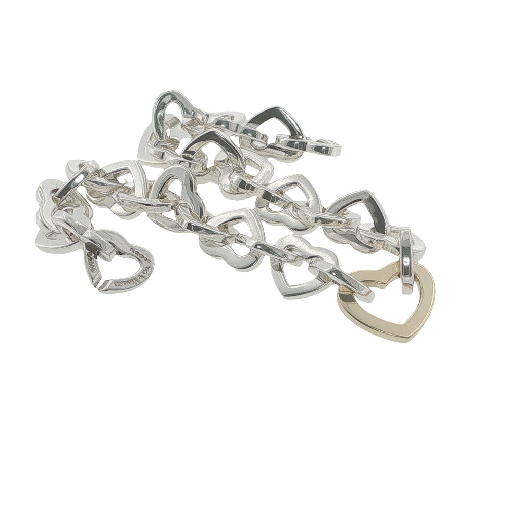 Pre-Loved Tiffany & Co 18ct Gold & Silver Heart Link Bracelet -Ldn 2003