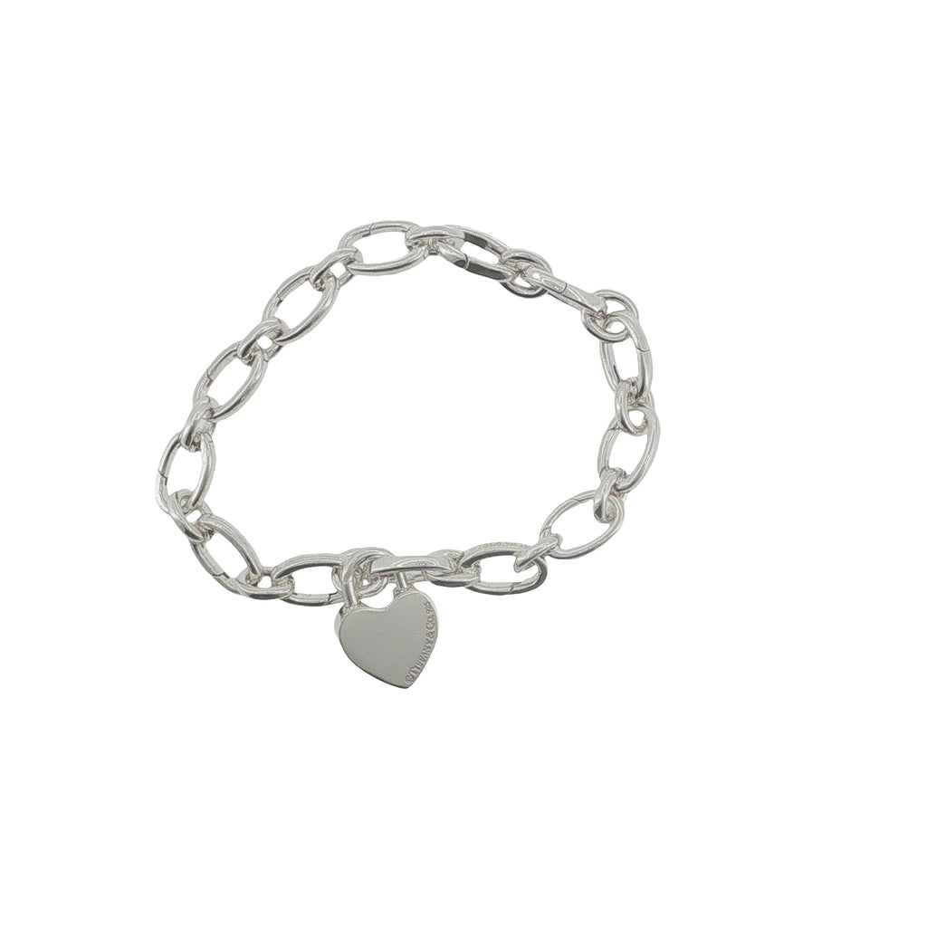Pre-Loved Tiffany & Co & Silver Heart Padlock Link Bracelet