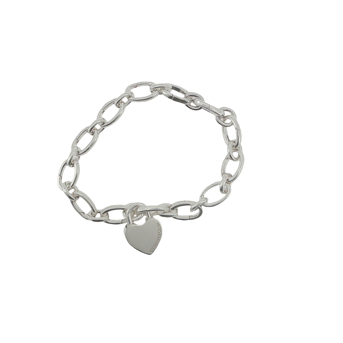 Pre-Loved Tiffany & Co & Silver Heart Padlock Link Bracelet