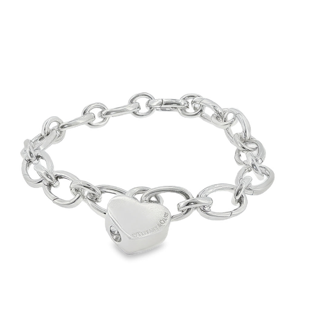 Pre-Loved Tiffany & Co & Silver Heart Padlock Link Bracelet